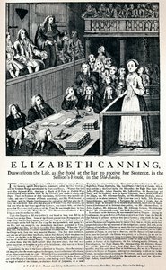 Elizabeth Canning, 1915 davasıyla ilgili 1754 tarihli bir borda by Unbekannt