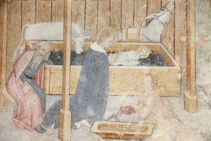 Abondance manastır kilisesi freski: doğum sahnesi, Abondance, Fransa by Unbekannt