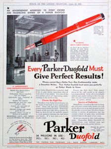 Parker kalemleri için reklam, 1931 by Unbekannt