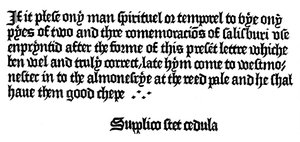 William Caxton tarafından basılan bir kitabın reklamı, 15. yüzyıl 1893 by Unbekannt
