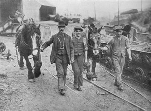 Yerleşimden sonra: Midillilerini çukura geri götüren madenciler, 1915 by Unbekannt