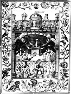 Çeşitli fırın ve kap biçimlerini gösteren simya laboratuvarı, 1652 by Unbekannt