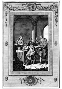 Büyük Alfred, somununu fakir bir hacı ile bölüyor, 9. yüzyıl, 1772 by Unbekannt