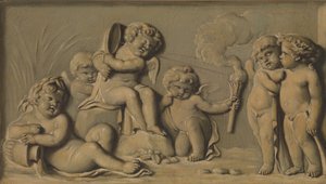 Amorini bir çift oynuyor, 1770-90. by Unbekannt