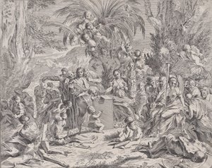 Ortada solda bir çocukken bir tablete çizen bir resim alegorisi, surrou..., 1650-1700. by Unbekannt