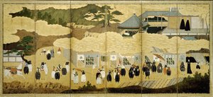 Portekiz gemisinin gelişi. Nanban ekranı, ca. 1600 by Unbekannt