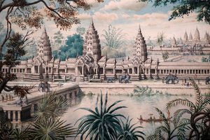 Asya Medeniyetleri Müzesi, Angkor, Kamboçya'nın kutsal şehrini keşfetmek, Angkor Wat'ın Görünümü, Henri Mouhot'un bir eskizinden sonra Jacques Guiaud'un bir çizimi üzerine basılmış baskı, Louis Delaporte tarafından 1870-73 civarında, Singap by Unbekannt
