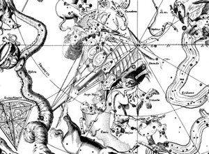 Güney takımyıldızı Argo Navis merkezli astronomik harita, 1742 by Unbekannt