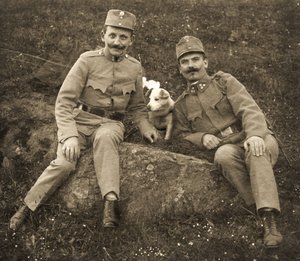 Bir köpek ile Avusturyalı askerler by Unbekannt