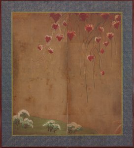 Sonbahar asması, uzaktaki ağaçlar ve kar, Edo dönemi, 1615-1868. by Unbekannt