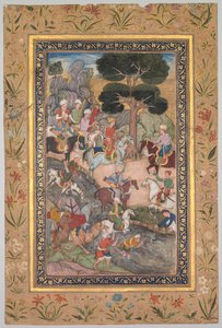 Babür'ün Kohik Nehri'nde Sultan Ali Mirza ile görüşmesi, bir Babur-nâme Babür Hatıraları'ndan, c. 159 by Unbekannt