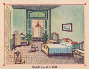 Yatak Odası Banyolu - Hotel Florida - Havana - Küba, c1910 by Unbekannt
