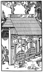 Bir eritme fırınına taslak sağlayan körük, 1556 by Unbekannt