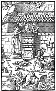 Demir cevheri eritme için yüksek fırın, 1556 by Unbekannt