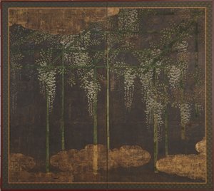 Bambu kafes üzerinde çiçek açan wisteria, Momoyama dönemi, 16-17. yüzyıl. by Unbekannt