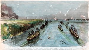 Forts Jackson ve St Philip bombardımanı, Louisiana, Amerikan İç Savaşı, Nisan 1862 by Unbekannt