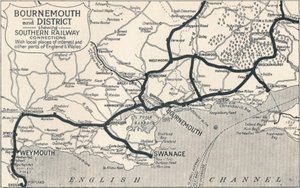 Bournemouth ve Bölge, Güney Demiryolu bağlantılarını gösteriyor, 1929 by Unbekannt