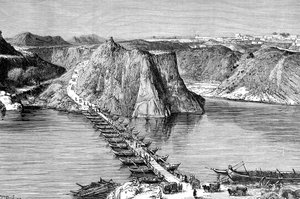 İndus üzerinde tekne köprüsü Khushalgarh, Pakistan, 1895 by Unbekannt