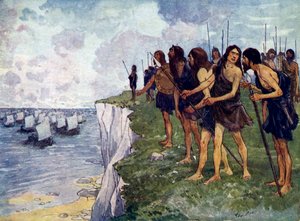 Viking gemilerinin yakın gelişini bekleyen Britanyalılar, 16. yüzyıl by Unbekannt
