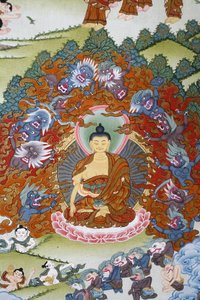Buda Sakya Muni günaha çevrili. Thangka, Bhaktapur, Nepal by Unbekannt