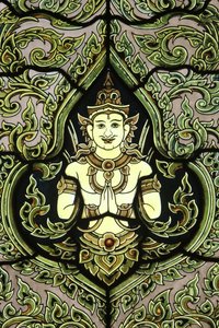 Buda. Vitray pencere. Mermer Tapınağı. Wat Benchamabophit Dusitvanaram Ratchaworawiharn. 1899. Bangkok. Tayland by Unbekannt