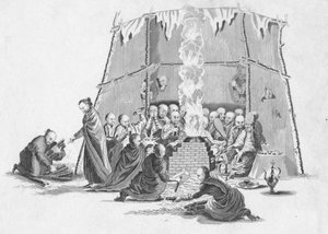 Bir Lama'nın cesedini yakmak, c1802. by Unbekannt