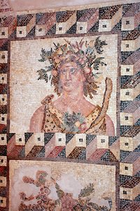 Bahar Büstü - Dört Mevsim panelinin detayı - Baf mozaikleri, Dionysos Evi - MS 2. Yüzyılın Sonu - Kıbrıs - Printemps Kişileştirme - Dört mevsim mozaiğinin detayı - Baf Mozaikleri, Dionysos Evi - Son II yüzyıl sonra by Unbekannt