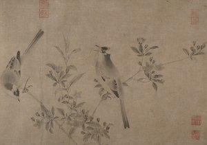 Çiçekli Kiraz-Elma üzerinde Çin Bulbuls. by Unbekannt