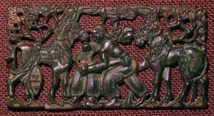 Güreşçi erkeklerin Çin bronz koşum-plakası, MÖ 5. yy by Unbekannt