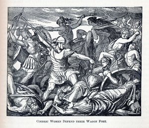 Cimbric Kadınlar Vagon Kalesini Savunuyor, 1882 by Unbekannt