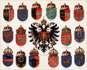 Avusturya-Macaristan Eyaletlerinin arması ve küçük Avusturya ulusal arması, c. 1907. by Unbekannt