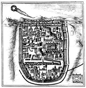 MS 66 Halley Kuyruklu Yıldızı, Kudüs üzerinde, 1666 by Unbekannt