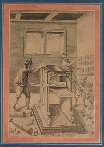 Bakır Plaka Yazıcılar İş Başında, Davis Albümünden Folio, İran, M.S. 1199 tarihli. 1784-85. by Unbekannt