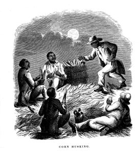 Mısır soyma, mısır soyma işlemi yapan siyahi işçiler, güney ABD, 1850 dolayları by Unbekannt