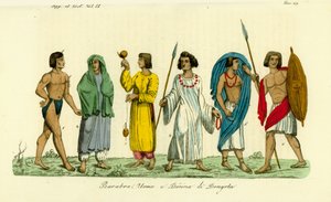 Dongola (Dunqulah) Nubian halkının (Barabra) erkek ve kadın kostümleri by Unbekannt