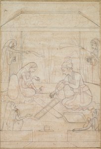 Bir Terasta Chaupar Oynayan Çift, c. 1790-1800. by Unbekannt
