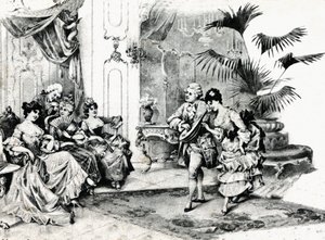 Rokoko kostümlü saray dansı. 1900 dolaylarında by Unbekannt