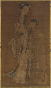 yelpaze ve flüt ile fahişeler, Qing hanedanı, 17.-18. yüzyıl. by Unbekannt