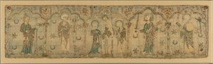 Azizler tarafından kuşatılan çarmıha gerilme, İngiliz, ca. 1270 muhtemelen 1272