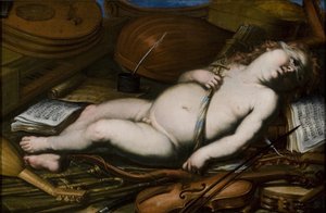 Müzik Aletleri Arasında Aşk Tanrısı, 17. Yüzyılın Ortası by Unbekannt