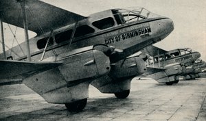 Demiryolu Hava Servisi yollarının bazılarında kullanılan De Havilland DH89 uçağı, c1934 c1937 by Unbekannt