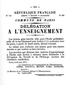 Delegasyon a Lenseignement, Paris Komünü