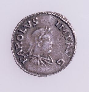 Charlemagne Denier (742-814) ön yüzde Charlemagne