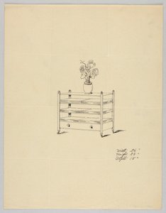 Vazo ve Çiçekli Üç Katlı Masa Tasarımı, 1900–05 by Unbekannt