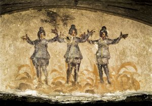 Priscilla Yeraltı Mezarlarından (Priscilla), MS 2. veya 3. yüzyıldan bir fresk detayı by Unbekannt