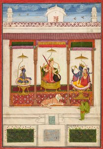 Bir Sarayda Krishna ve Vişnu ile Devi, yaklaşık. 1645-1655. by Unbekannt