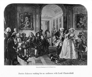Doktor Johnson, Lord Chesterfield ile seyirciyi bekliyor, 19. yüzyıl by Unbekannt