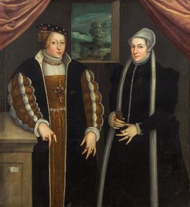 Çift portreli Marie of Brandenburg-Kulmbach ve Christina of Danimarka, c. 1580 by Unbekannt