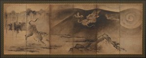 Ejderha ve kaplan, Momoyama veya Edo dönemi, 17. yüzyıl. by Unbekannt