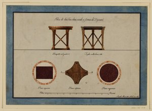 İki Küçük Kahvaltı Masası için Çizim, Tasarım, 19. Yüzyıl Başı by Unbekannt